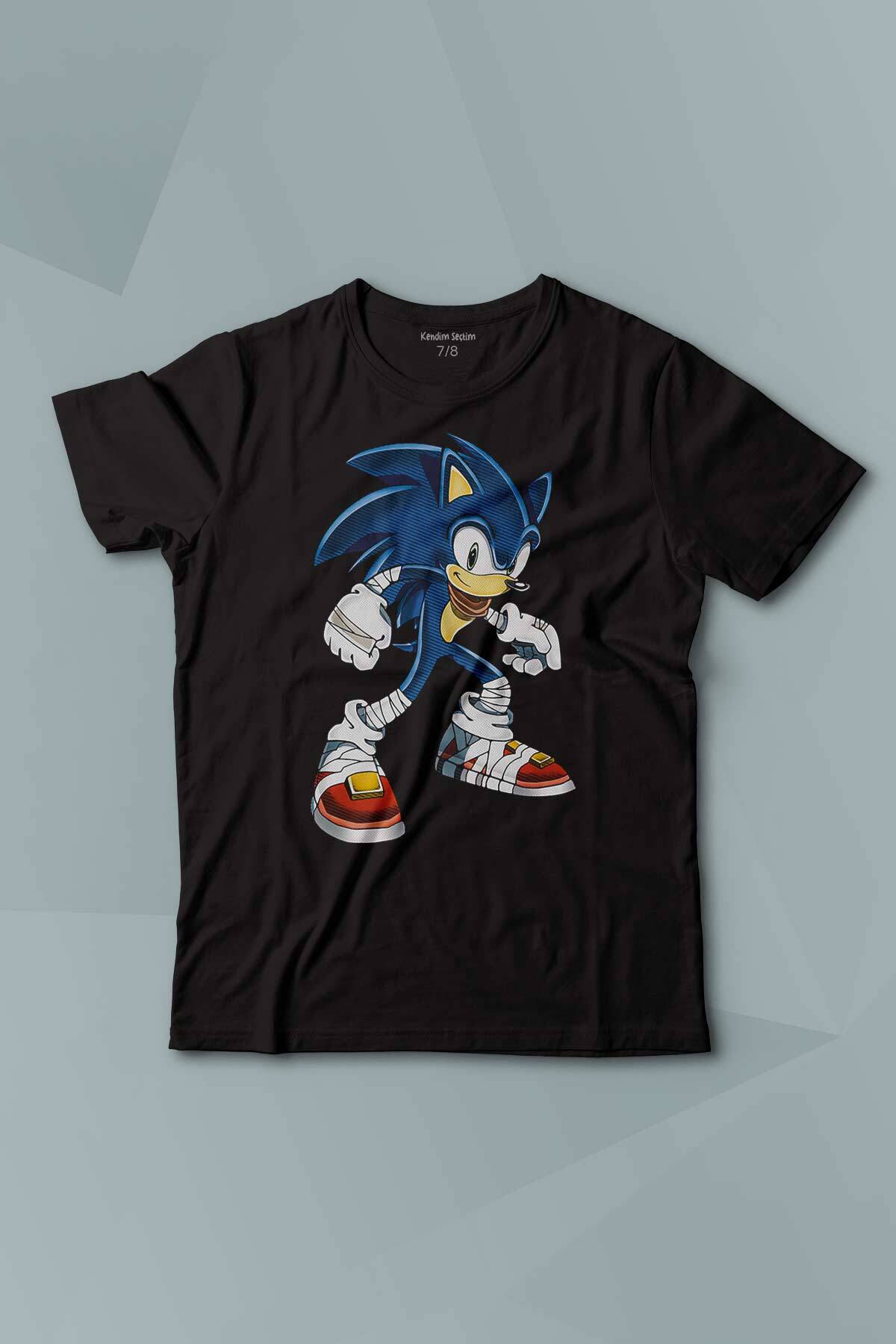 Sonic The Hedgehog Boom Cartoon Sonic Baskılı Siyah T-shirt Çocuk Tişört - 1