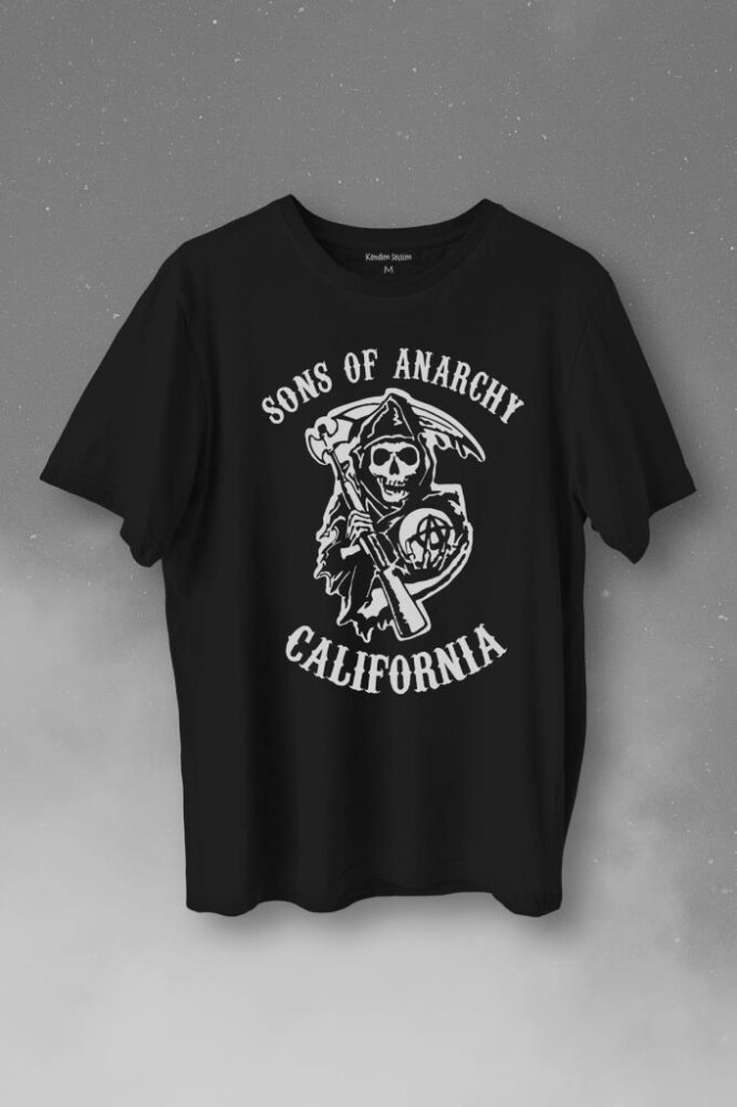 Sons Of Anarchy California Skull Hayalet Baskılı Tişört Unisex T-Shirt - 1
