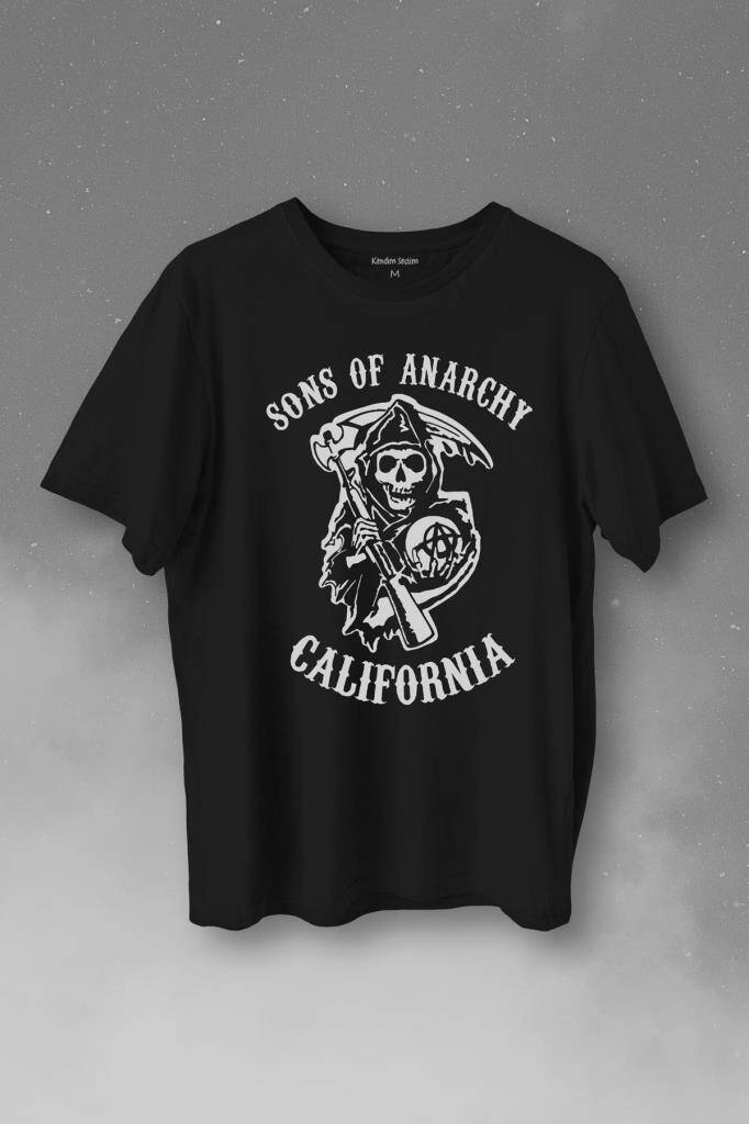 Sons Of Anarchy California Skull Hayalet Baskılı Tişört Unisex T-Shirt - 1