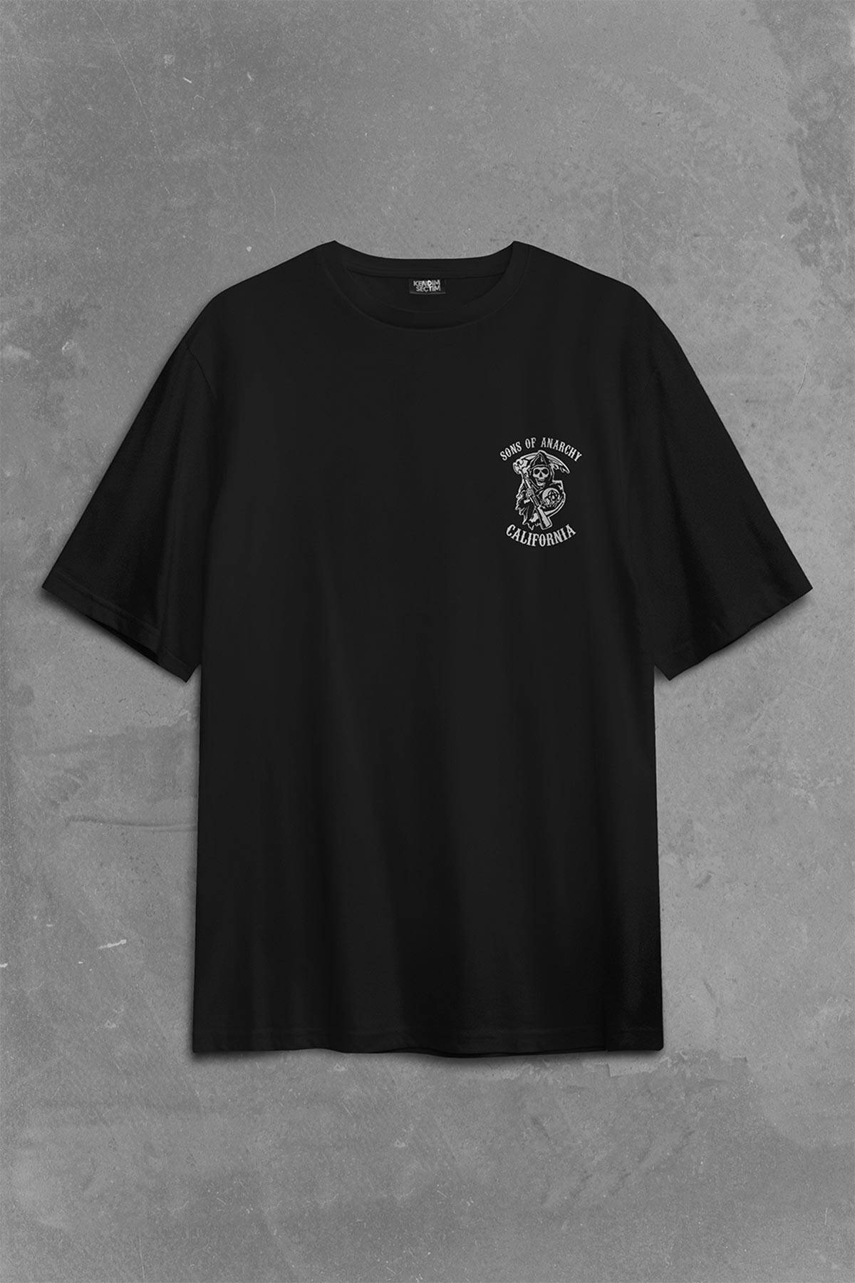 Sons Of Anarchy Redwood Anarşi Eylem Sırt Ön Baskılı Oversize Tişört Unisex T-Shirt - 1
