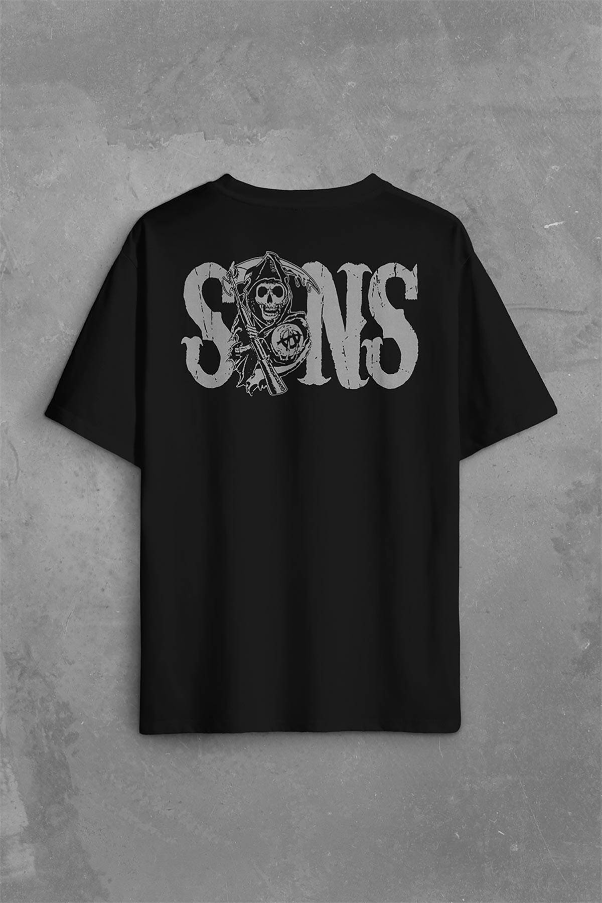 Sons Of Anarchy Redwood Anarşi Eylem Sırt Ön Baskılı Oversize Tişört Unisex T-Shirt - 2