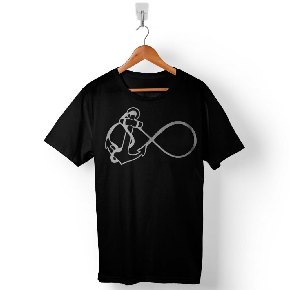 Sonsuzluk İşareti Yelken Logo Çapa Anchor Baskılı Tişört Unisex T-Shirt - 1
