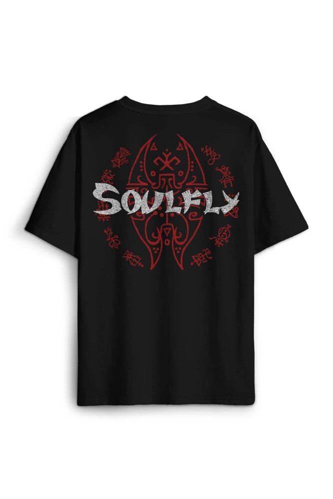 Soulfly Metal Music Rock Müzik Pamuklu Baskılı Oversize T-shirt Siyah Unisex Tişört - 1