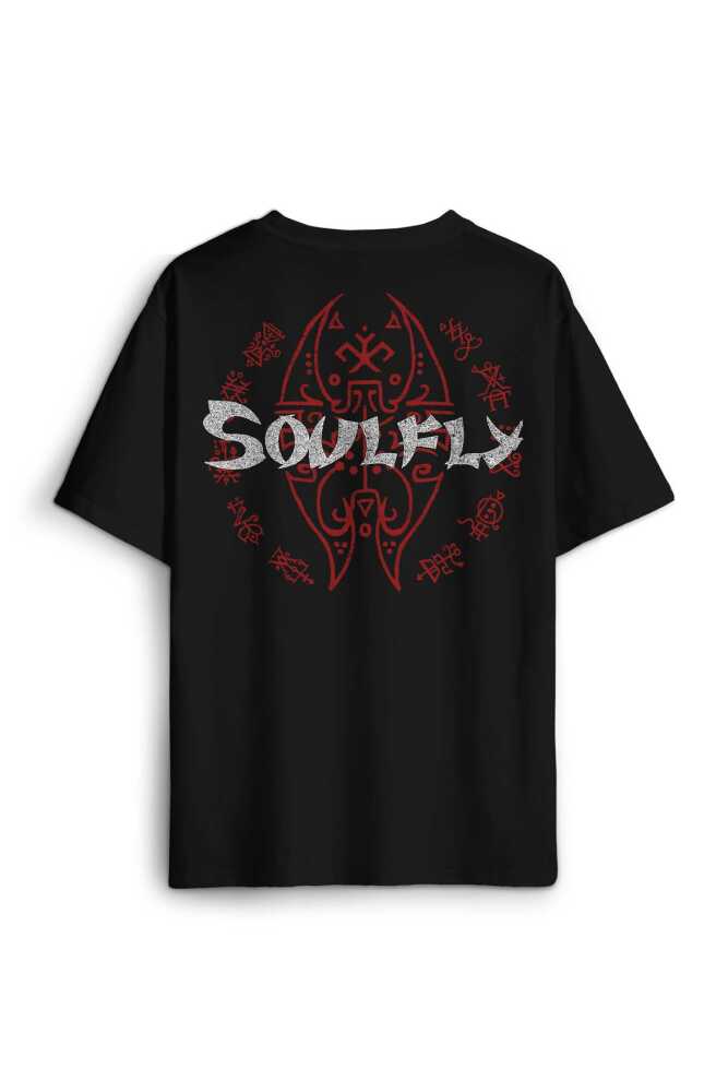 Soulfly Metal Music Rock Müzik Pamuklu Baskılı Oversize T-shirt Siyah Unisex Tişört