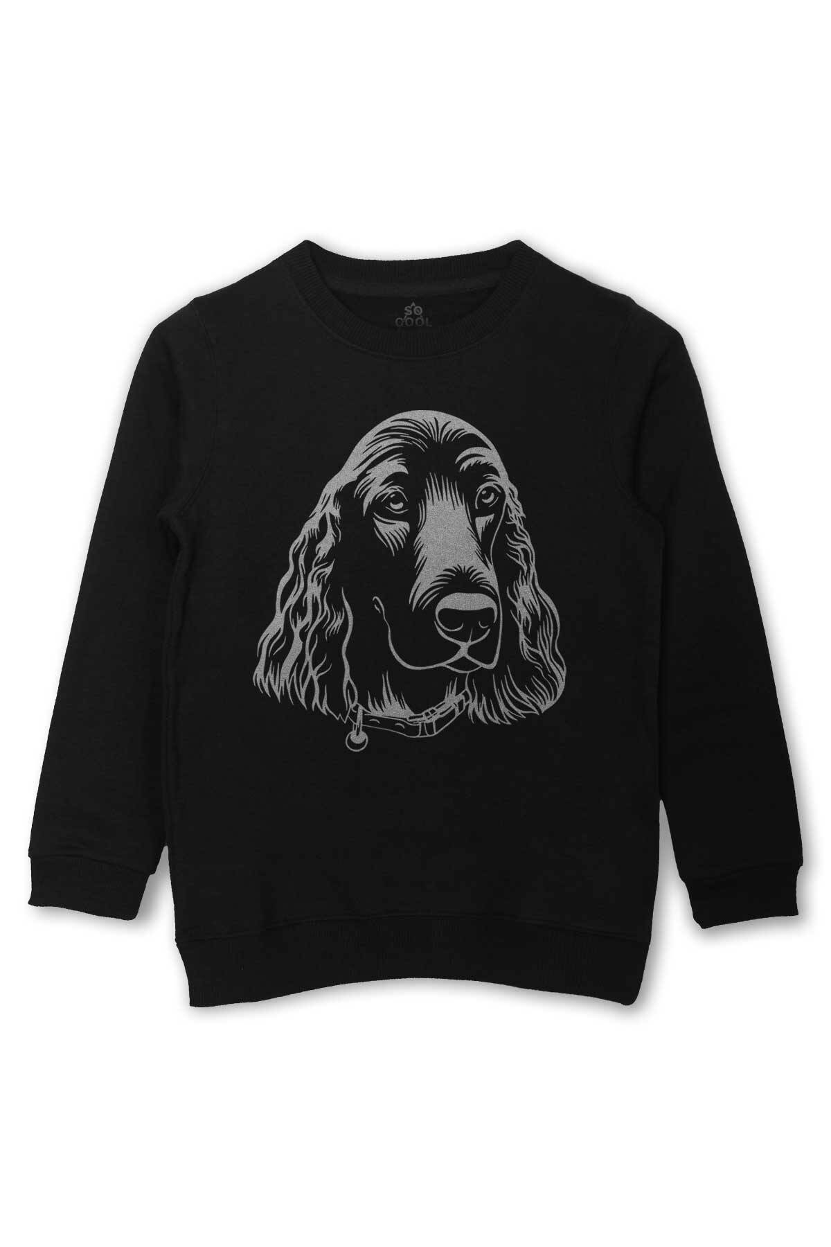 Spanyel Köpeği Spaniel Dog Baskılı Çocuk Sweatshirt Siyah Sweat - 1