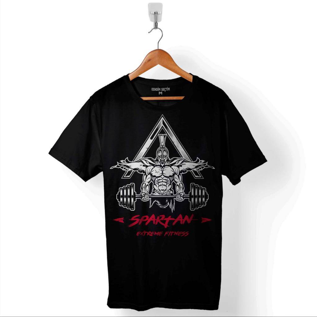 Spartan Extreme Fitness Halter Gym Bodybuilding Baskılı Tişört Unisex T-Shirt - 1