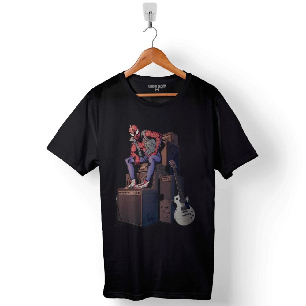 Spider Man Punker Marvel Örümcek Adam Baskılı Tişört Unisex T-Shirt - 1