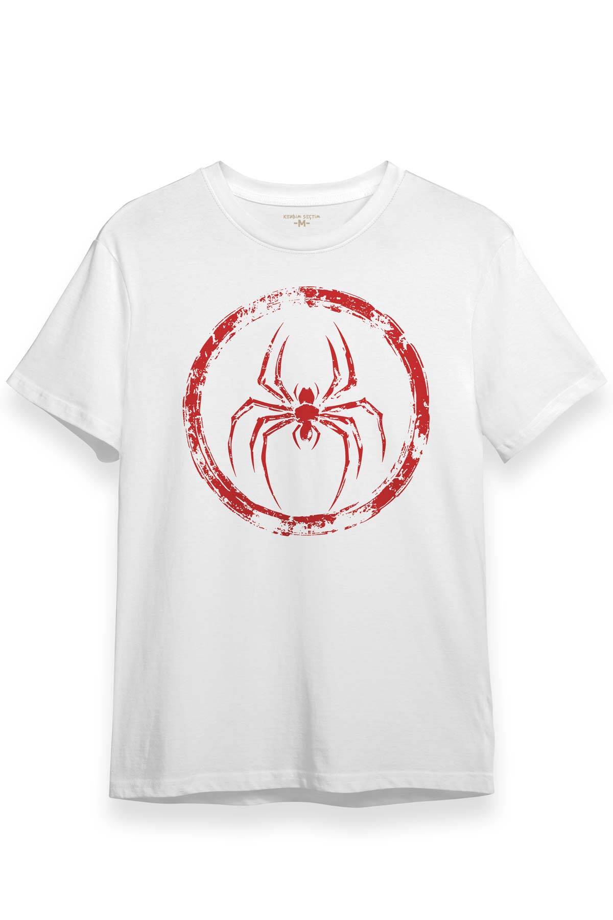 Spider Örümcek Örümcek Adam Animal Gym Spor Baskılı Beyaz Tişört