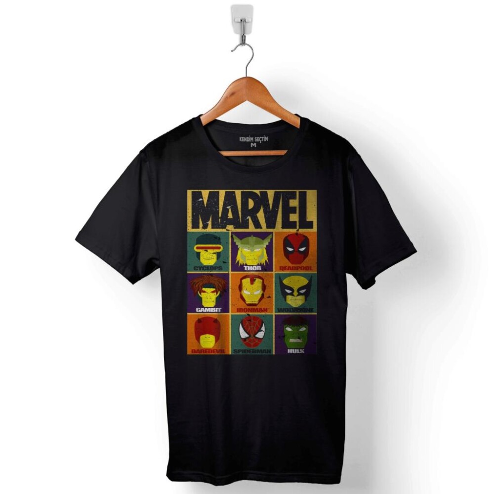 Spiderman Iron Man Thor Hulk Deadpool Baskılı Tişört Unisex T-Shirt - 1