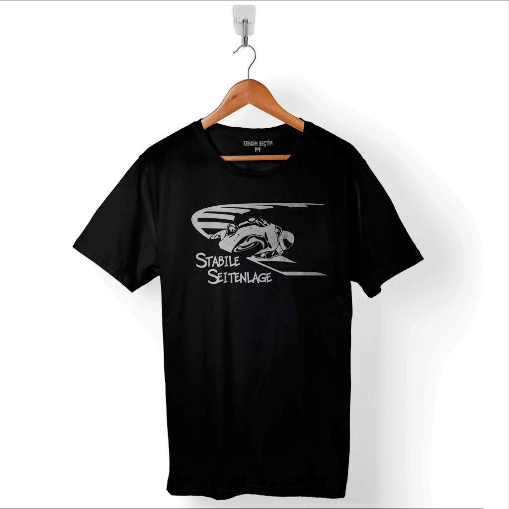 Stabile Seitengale Knieschleıfer Race Rennen Baskılı Tişört Unisex T-Shirt - 1