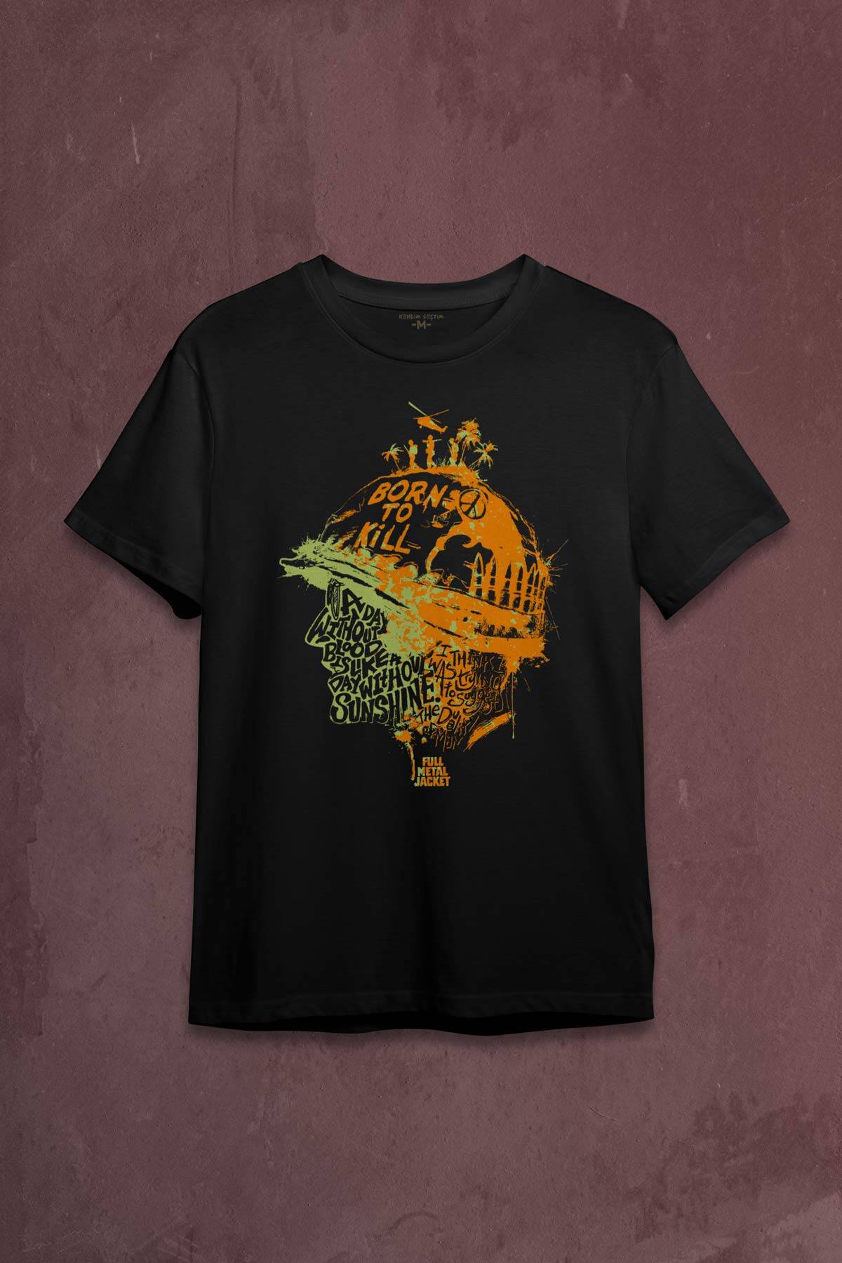 Stanley Kubrick Full Metal jacket Filmi 1995 Orange Baskılı Tişört Unisex T-shirt - 1