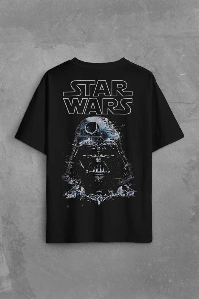 Star Wars Darth Vader Yıldız Savaşları Sırt Ön Baskılı Oversize Tişört Unisex T-Shirt (1)