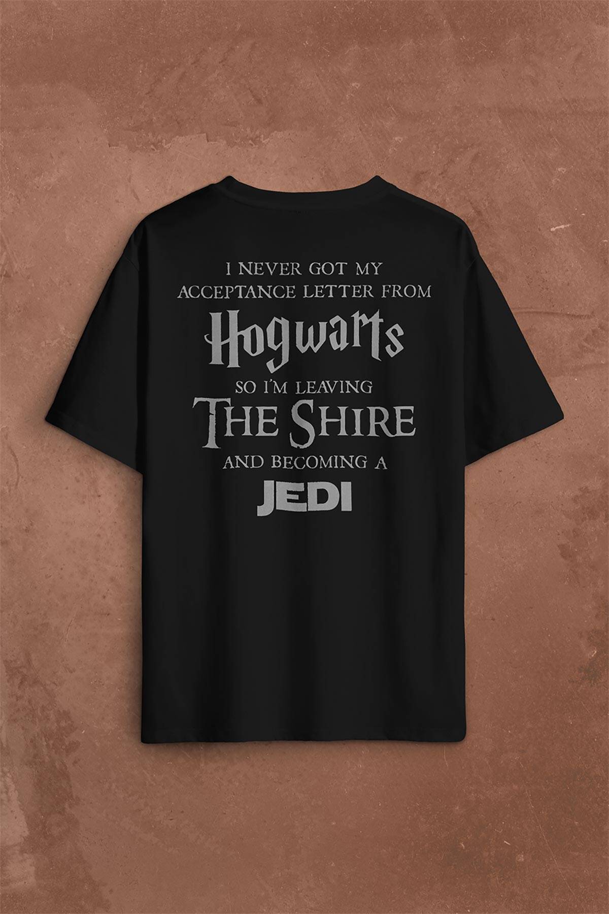 Star Wars Jedi I Never My Acceptance Letter Sırt Ön Baskılı Oversize Tişört Unisex T-Shirt (1)