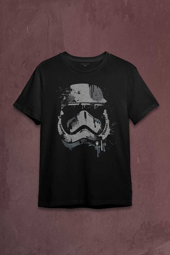 Star Wars Mask Gri Baskılı Tişört Unisex T-shirt - 1
