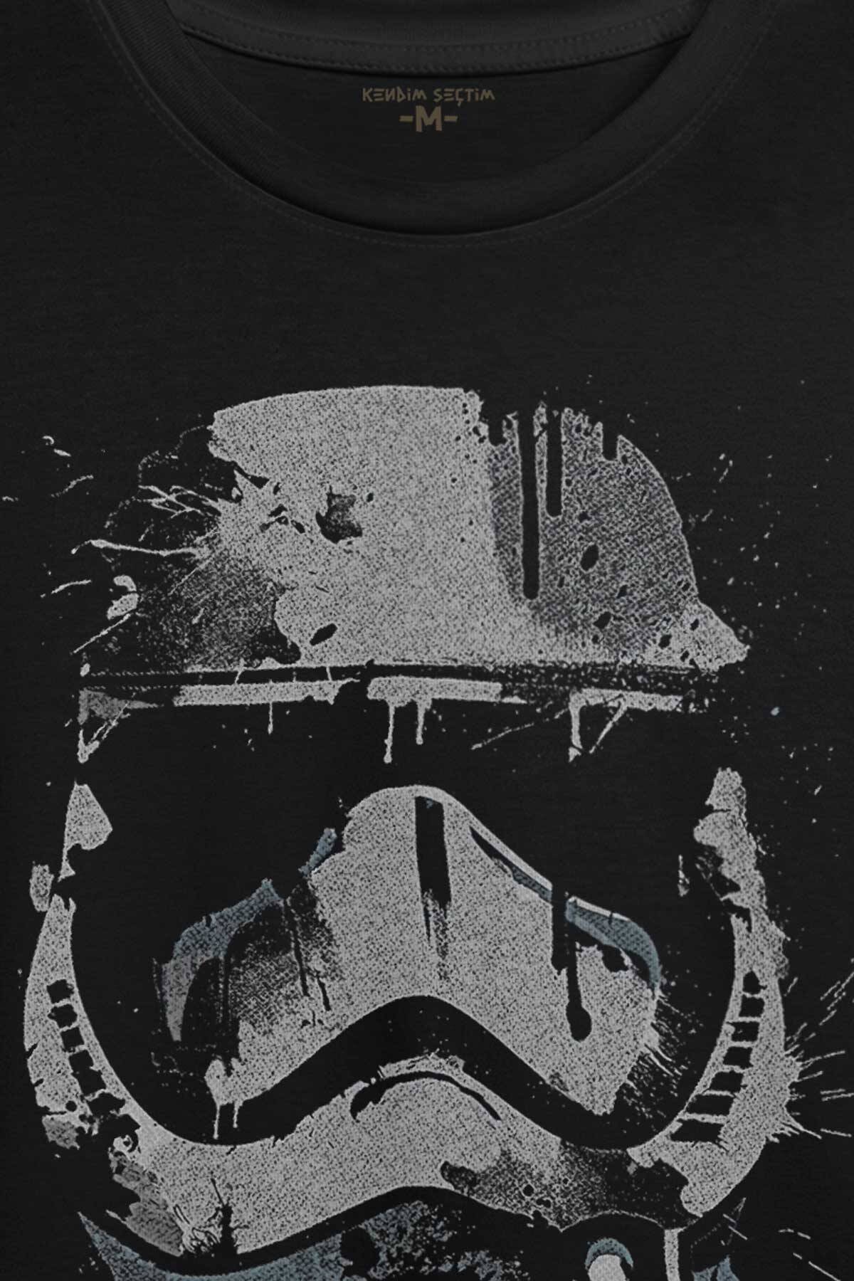Star Wars Mask Gri Baskılı Tişört Unisex T-shirt (1)