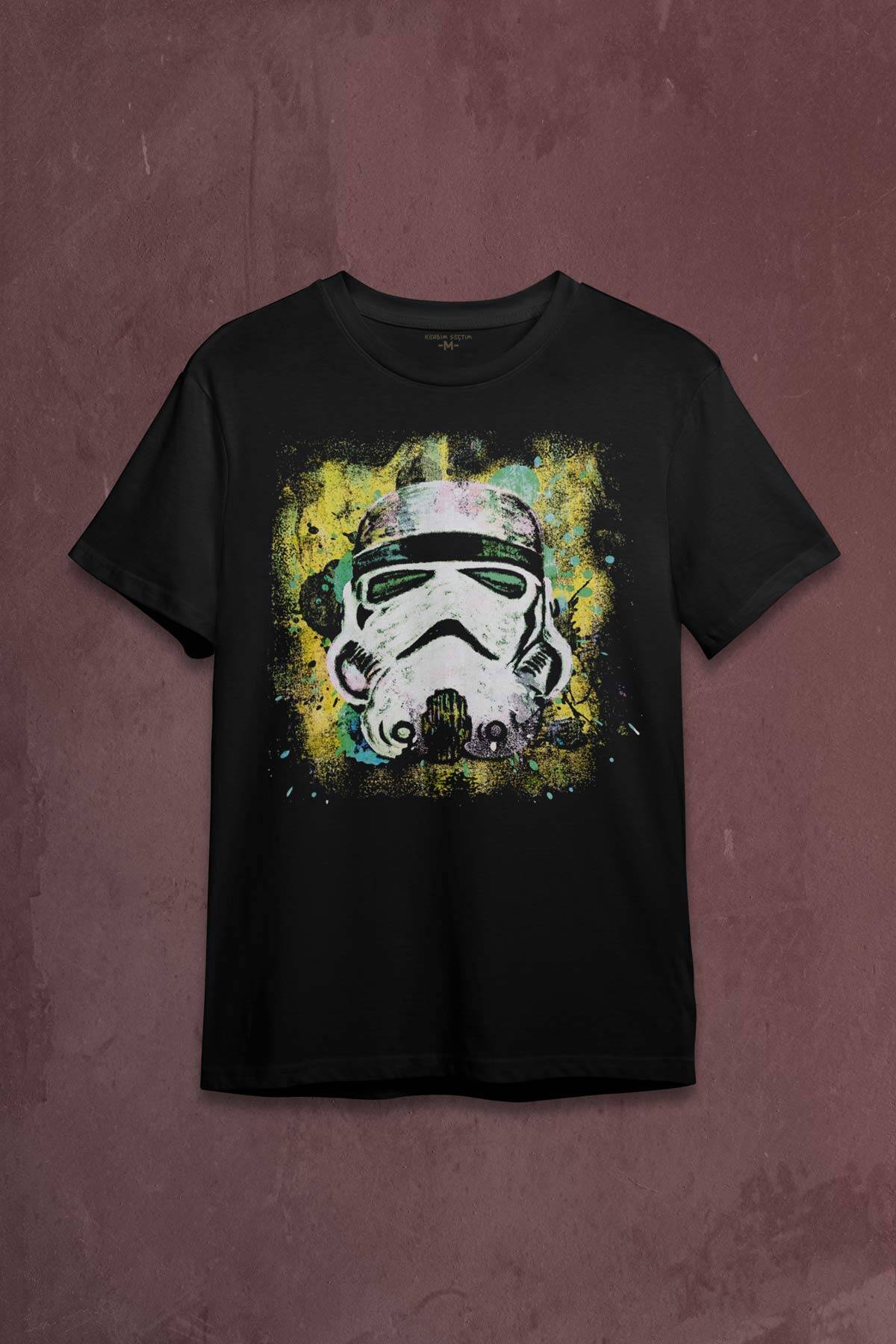 Star Wars Mask Sarı Baskılı Tişört Unisex T-shirt - 1