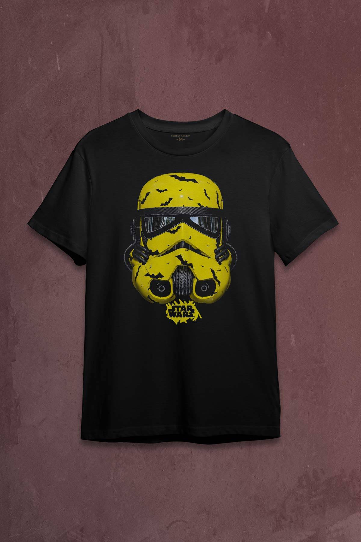 Star Wars Mask Sarı Baskılı Tişört Unisex T-shirt - 1