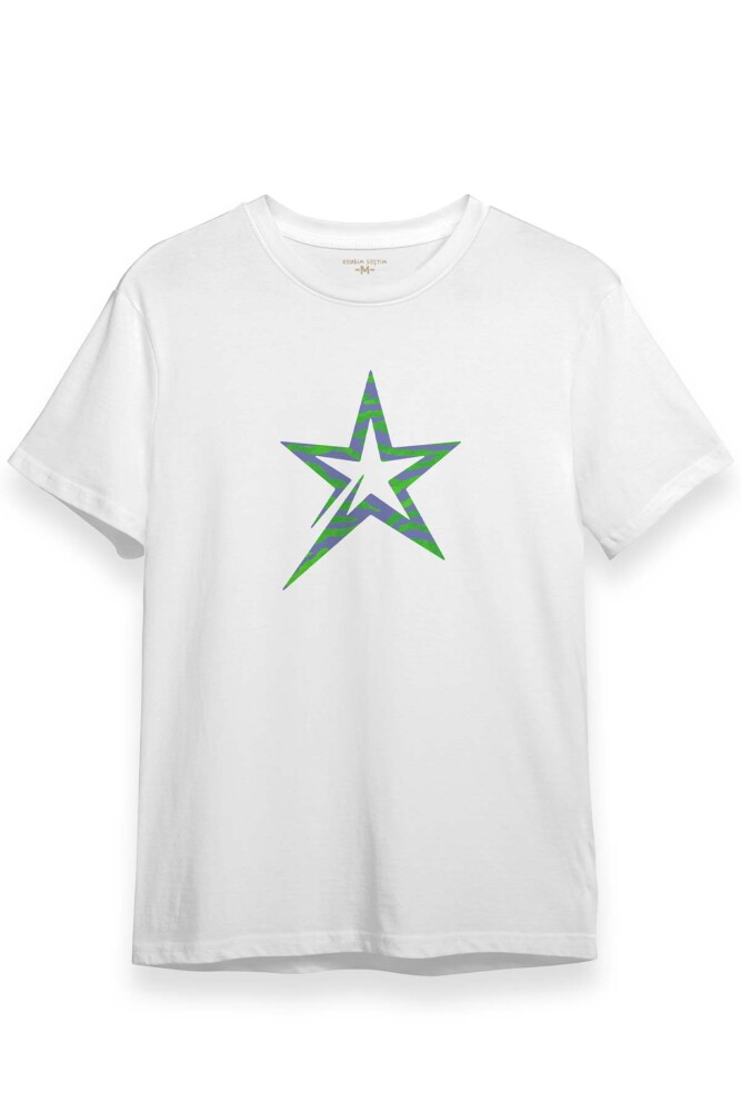 Star Y2k Colorful Yıldız Baskılı Beyaz Unisex T-shirt - KENDİM SEÇTİM
