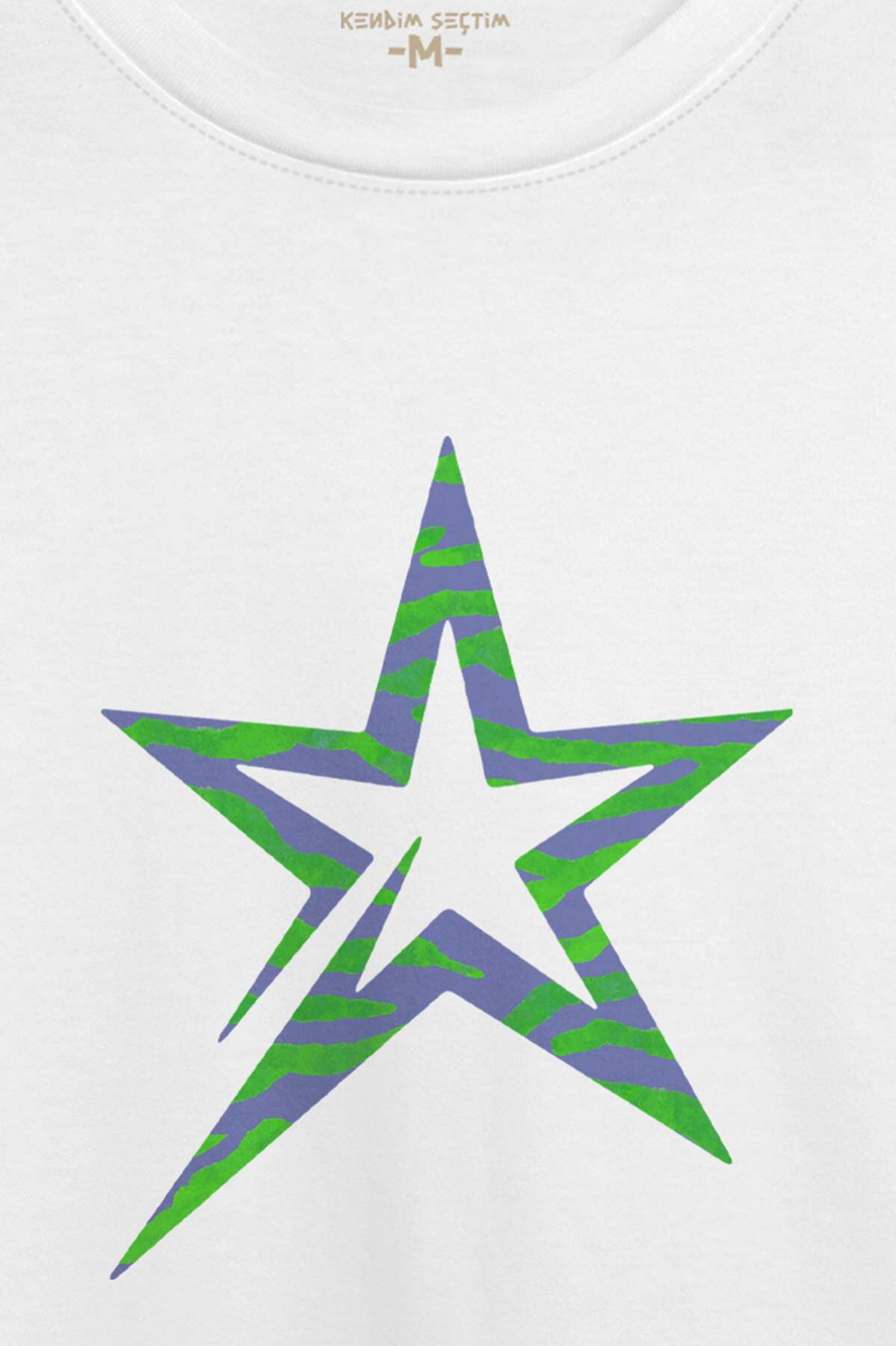 Star Y2k Colorful Yıldız Baskılı Beyaz Unisex T-shirt - 2