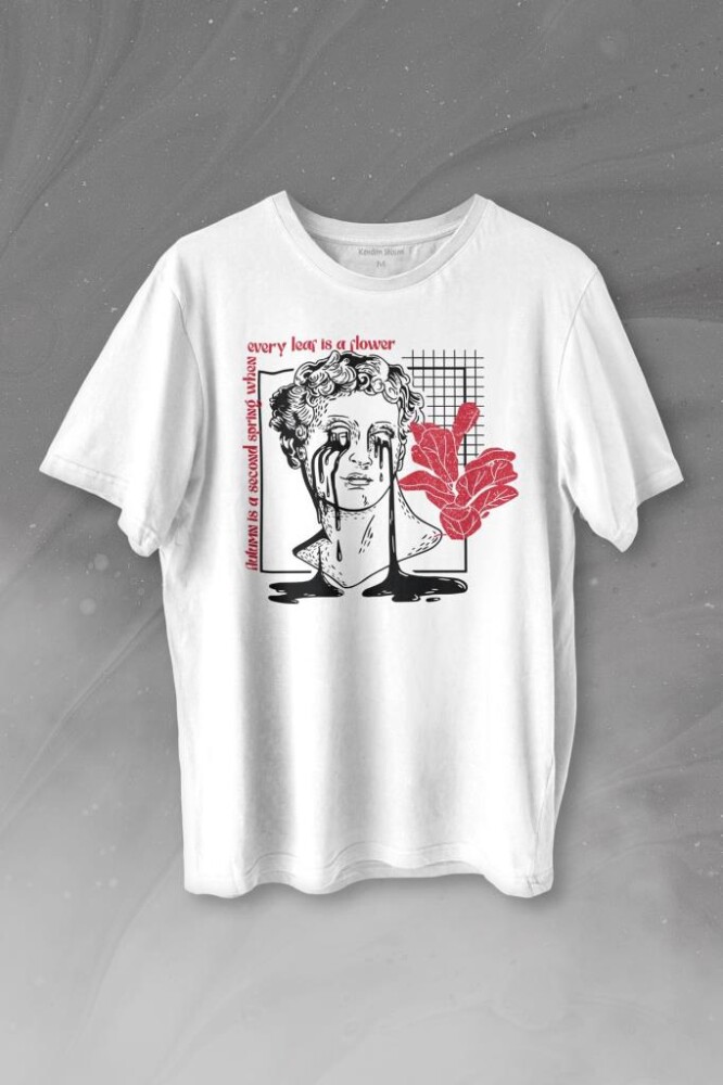 Statue Cry Vaporwave Future Heykel Urban Street Culture Baskılı Tişört Unisex T-shirt - 1