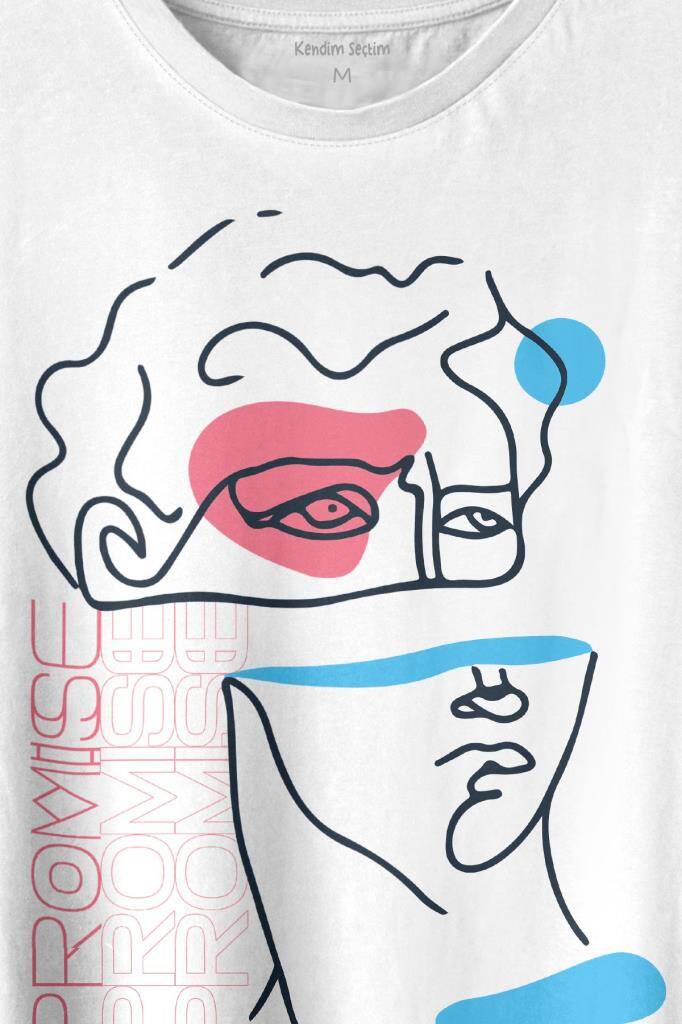 Statue Minimal Street Culture Soft Renkler Heykel Y2K Baskılı Tişört Unisex T-shirt (1)