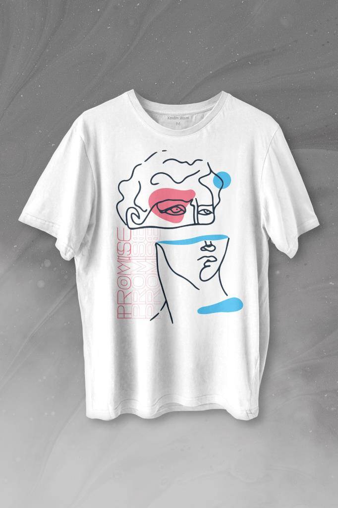 Statue Minimal Street Culture Soft Renkler Heykel Y2K Baskılı Tişört Unisex T-shirt - 1