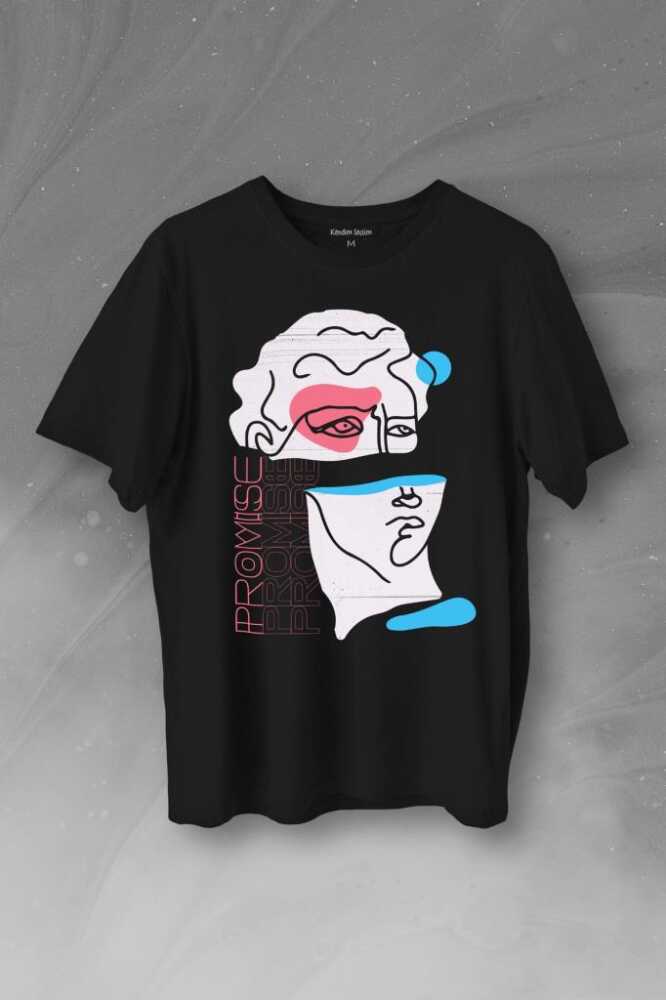 Statue Minimal Street Culture Soft Renkler Heykel Y2K Baskılı Tişört Unisex T-Shirt - 1
