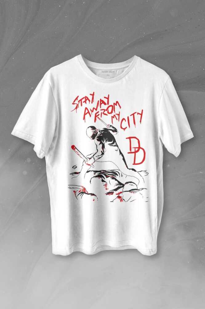 Stay Away From My City Dd Halloween Cadılar Bayramı Baskılı Tişört Unisex T-shirt - 1