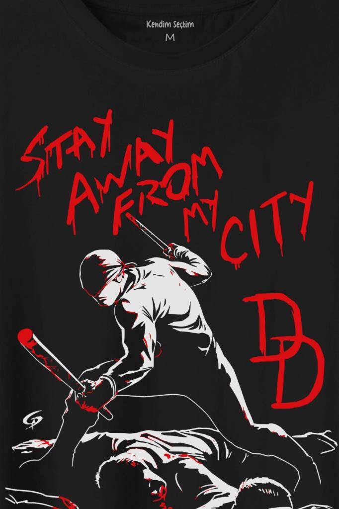 Stay Away From My City Dd Halloween Cadılar Bayramı Baskılı Tişört Unisex T-Shirt - 2