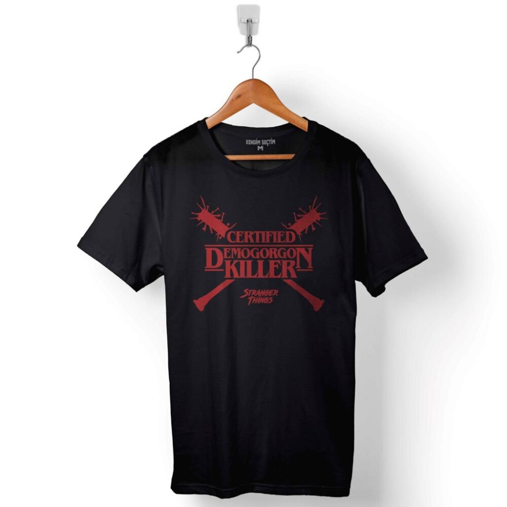 Stranger Things Demogorgon Killer Baskılı Tişört Unisex T-Shirt - 1