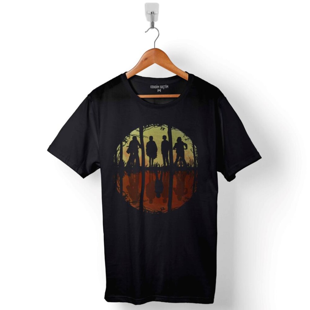 Stranger Things Eleven Face Upside Down Bisiklet Baskılı Tişört Unisex T-Shirt - 1