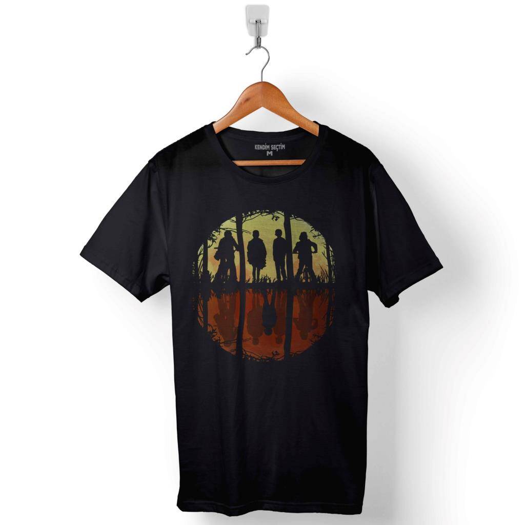 Stranger Things Eleven Face Upside Down Bisiklet Baskılı Tişört Unisex T-Shirt - 1