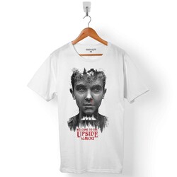 STRANGER THINGS ELEVEN FACE UPSIDE DOWN BİSİKLET ERKEK TİŞÖRT - 1