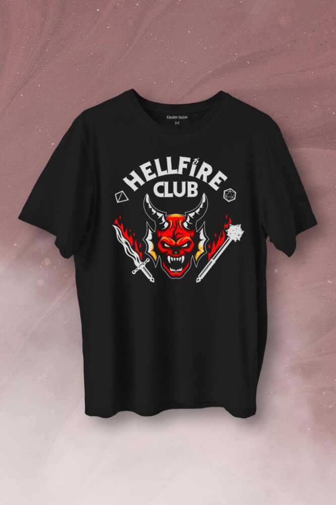 Stranger Things Hellfire Club Baskılı Tişört Unisex T-Shirt - 1