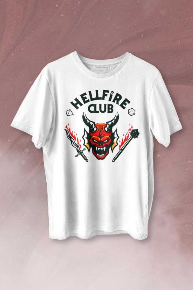 Stranger Things Hellfire Club Baskılı Tişört Unisex T-shirt - 1