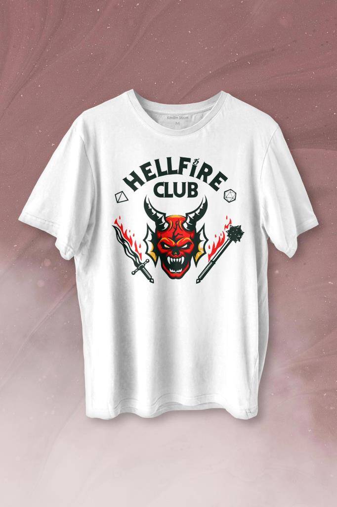 Stranger Things Hellfire Club Baskılı Tişört Unisex T-shirt - 1