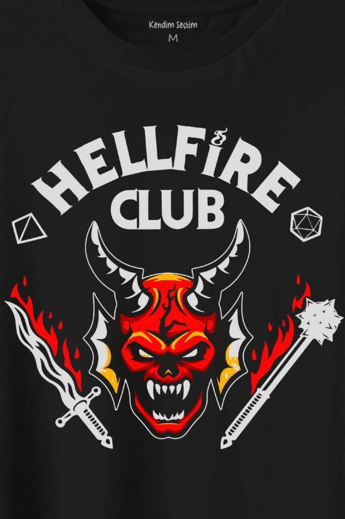 Stranger Things Hellfire Club Baskılı Tişört Unisex T-Shirt - 2