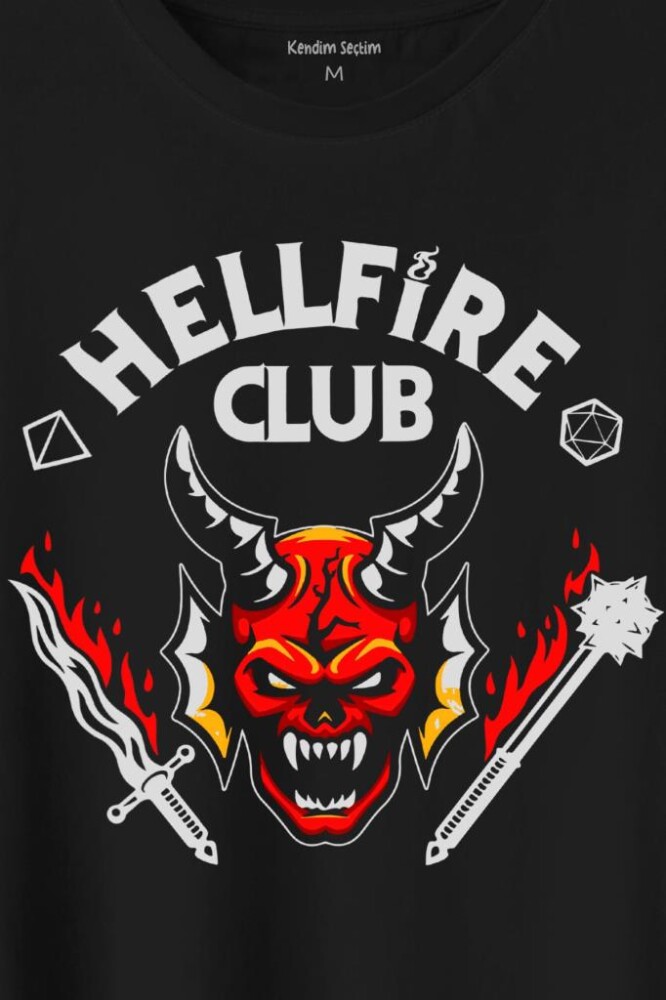 Stranger Things Hellfire Club Baskılı Tişört Unisex T-Shirt - 2