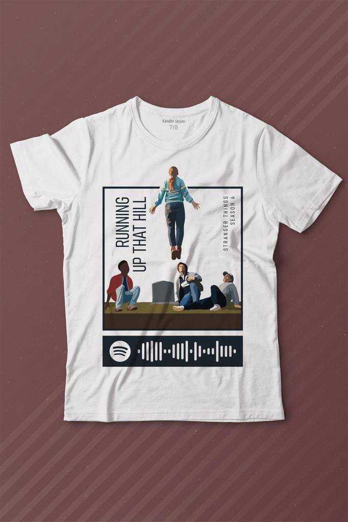 Stranger Things Sezon 4 Baskılı Running Up That Hill Tişört Çocuk T-shirt - 1
