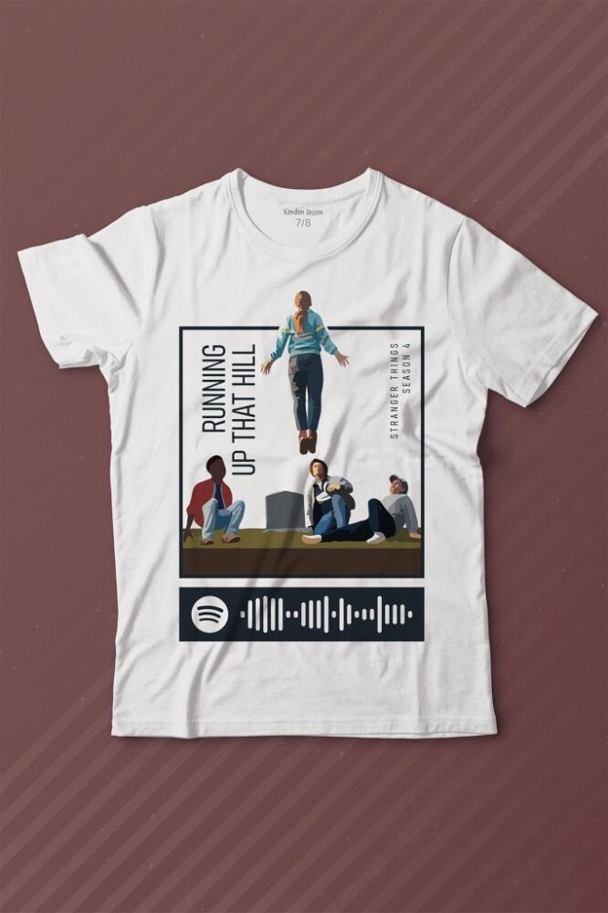 Stranger Things Sezon 4 Baskılı Running Up That Hill Tişört Çocuk T-shirt - KENDİM SEÇTİM