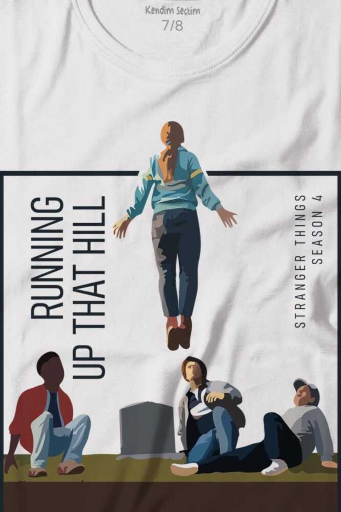 Stranger Things Sezon 4 Baskılı Running Up That Hill Tişört Çocuk T-shirt (1)