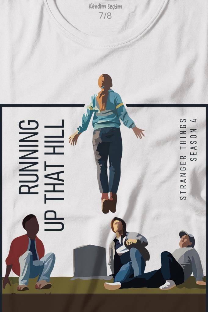 Stranger Things Sezon 4 Baskılı Running Up That Hill Tişört Çocuk T-shirt (1)