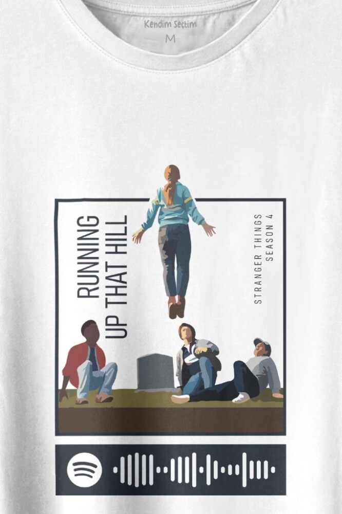 Stranger Things Sezon 4 Baskılı Running Up That Hill Tişört Unisex T-shirt (1)