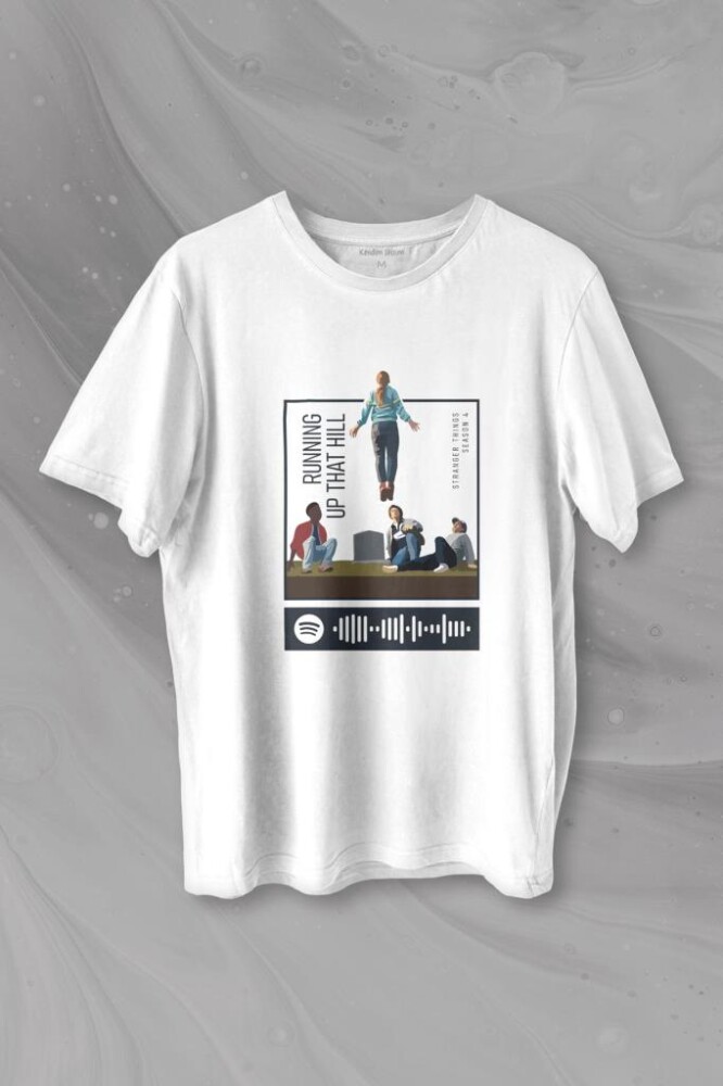 Stranger Things Sezon 4 Baskılı Running Up That Hill Tişört Unisex T-shirt - 1