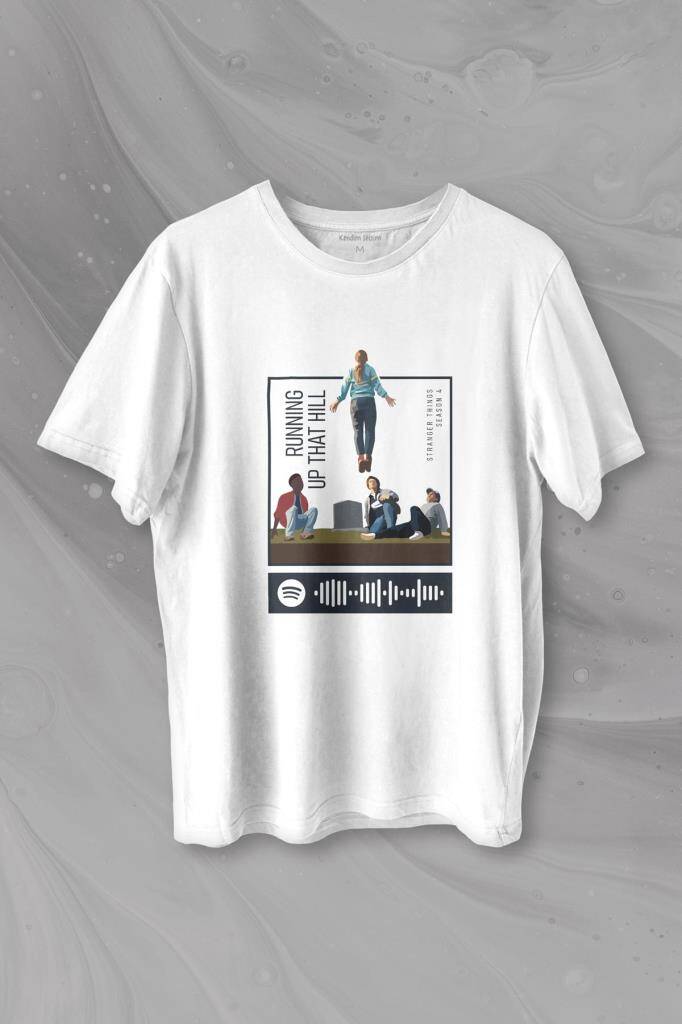 Stranger Things Sezon 4 Baskılı Running Up That Hill Tişört Unisex T-shirt - 1