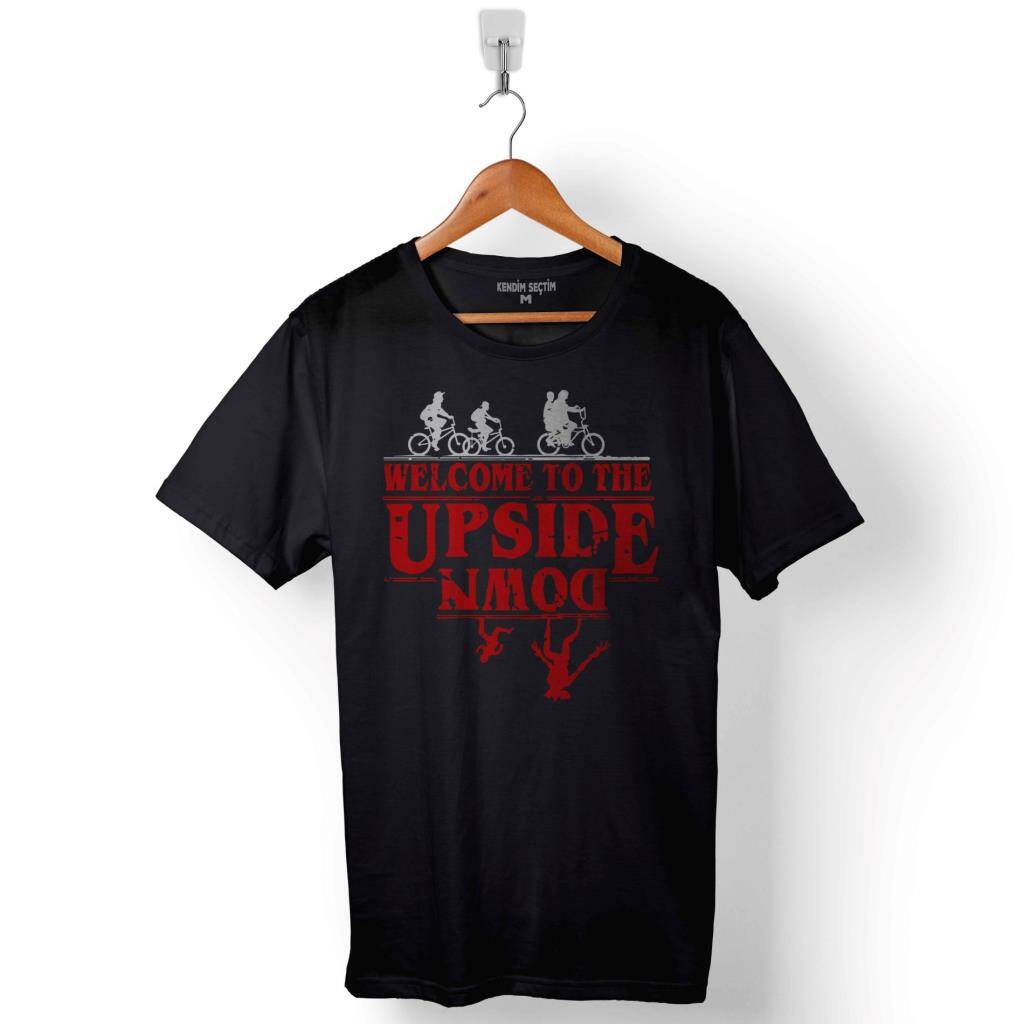 Stranger Things Welcome To The Upside Down Bisiklet Baskılı Tişört Unisex T-Shirt - 1