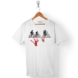 STRANGER THINGS WELCOME TO THE UPSIDE DOWN BİSİKLET ERKEK TİŞÖRT - 1