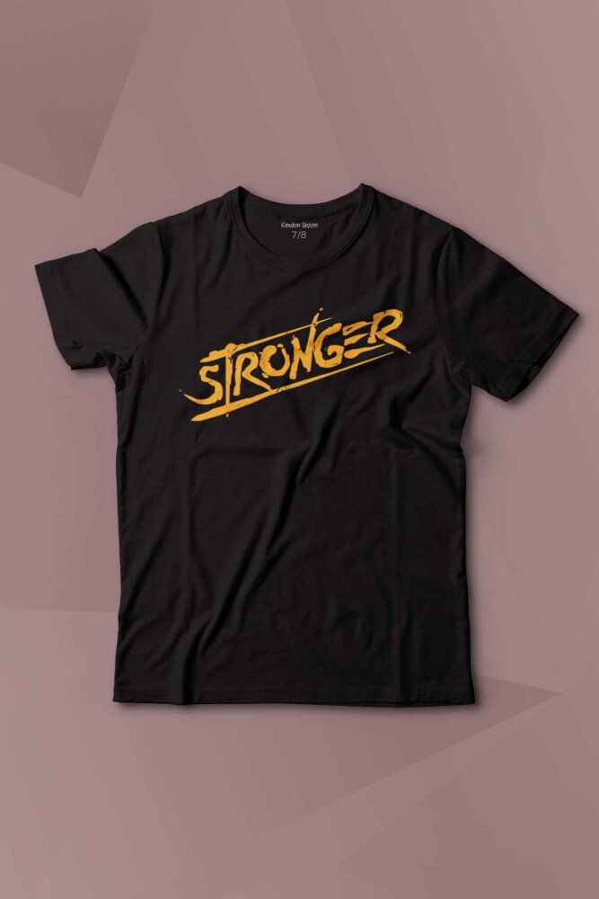 Stronger Daha Güçlü Sporcu Gym Fitness Spor Baskılı Çocuk Tişört Kısa Kollu - KENDİM SEÇTİM