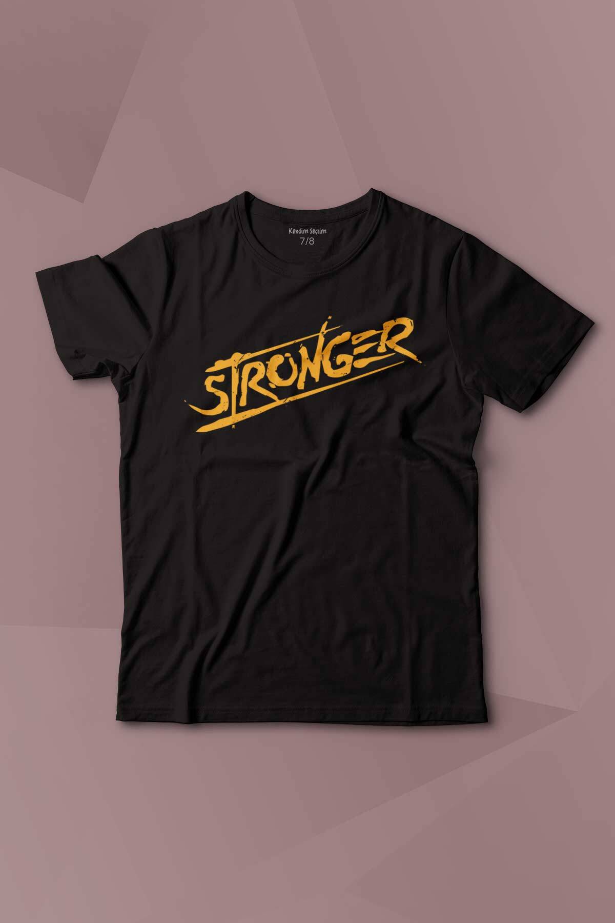 Stronger Daha Güçlü Sporcu Gym Fitness Spor Baskılı Çocuk Tişört Kısa Kollu - 1