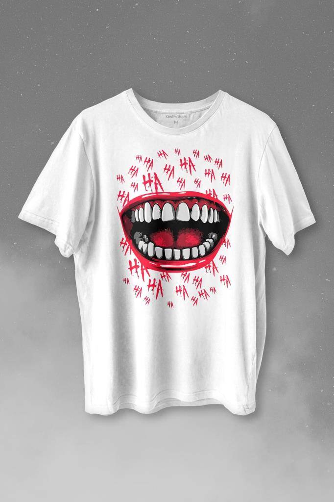 Suicide Squad Ha Ha Ha Kahkaha Gülücük Gülme Baskılı Tişört Unisex T-shirt - 1